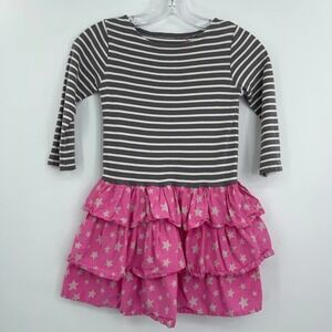Mini Boden stripe long sleeve star ruffle dress